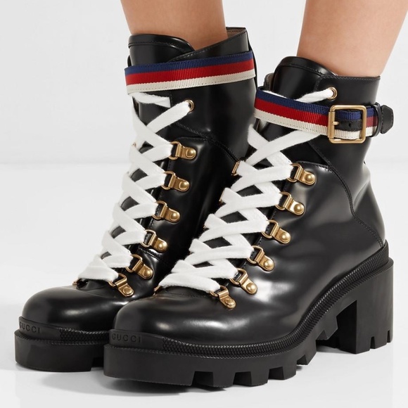Gucci Sylvie Trek Lace Up Ankle Boots Shoes - Picture 1 of 5